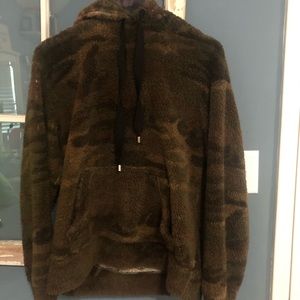 Fuzzy camo sweatshirt